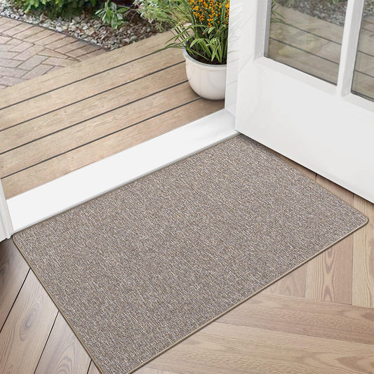 LUMI Ultra Thin Door Mat for Entryway, Low Profile Non Slip Rubber Backing Indoor Doormat, Easy Clean Welcome Entrance Mat for Inside House, Patio,Beige 20"x32"