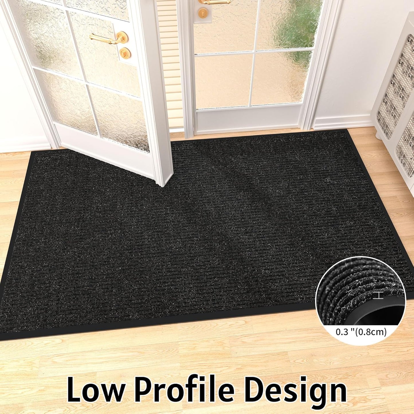 Front Door Mat Indoor Outdoor Entrance, 48" x 72" Dirt Resistant and Absorbent Door Mat, TPR Backing Non-Slip Doormats, Easy to Clean, Low Profile Welcome Floor Mat for Outside Entry