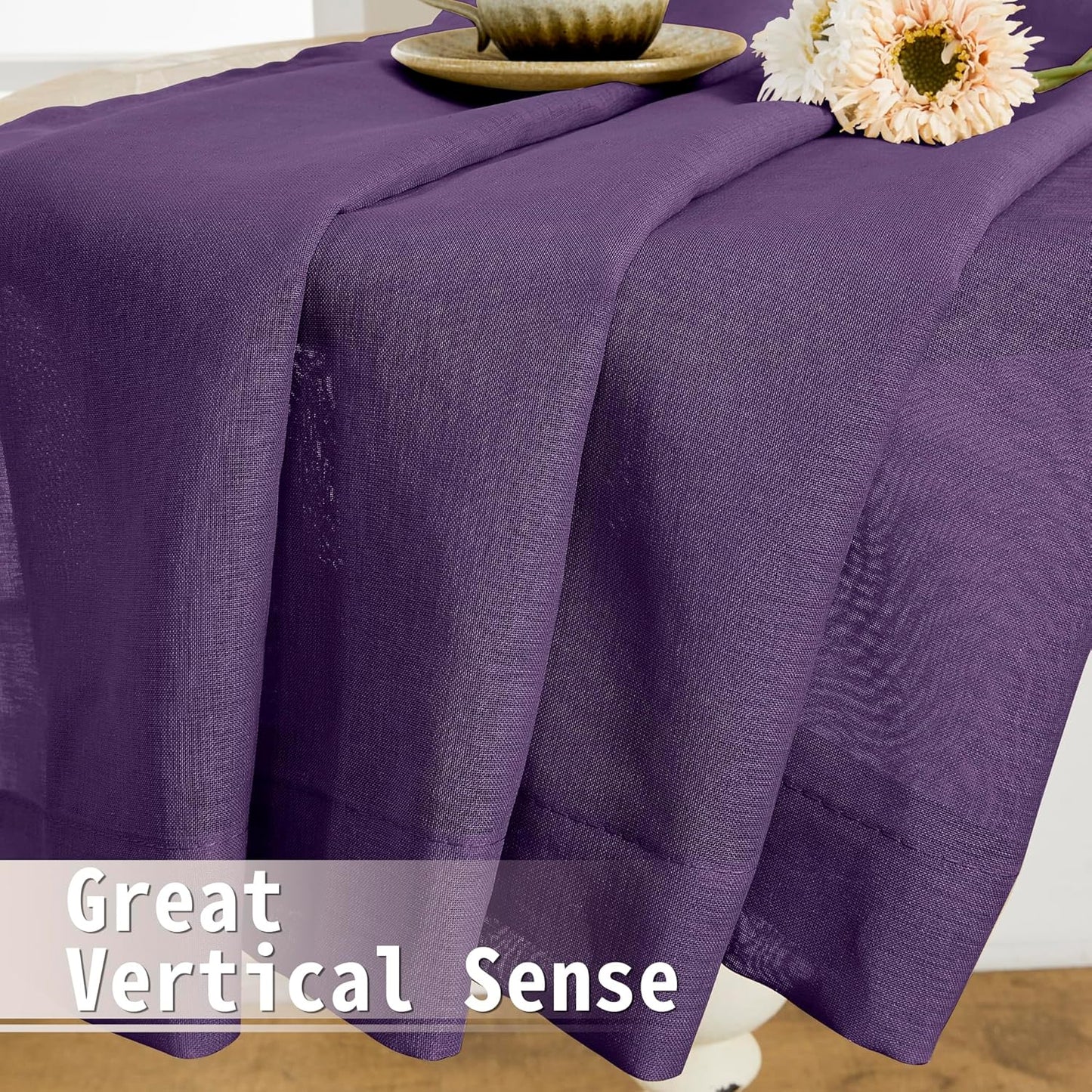Tollpiz Small Sheer Door Curtain Closet Linen Textured Curtain Sheers Doorway Light Filtering Voile French Door Rod Pocket Curtains Patio Glass Door, 25 x 40 inches Long, Royal Purple, Set of 1 Panel