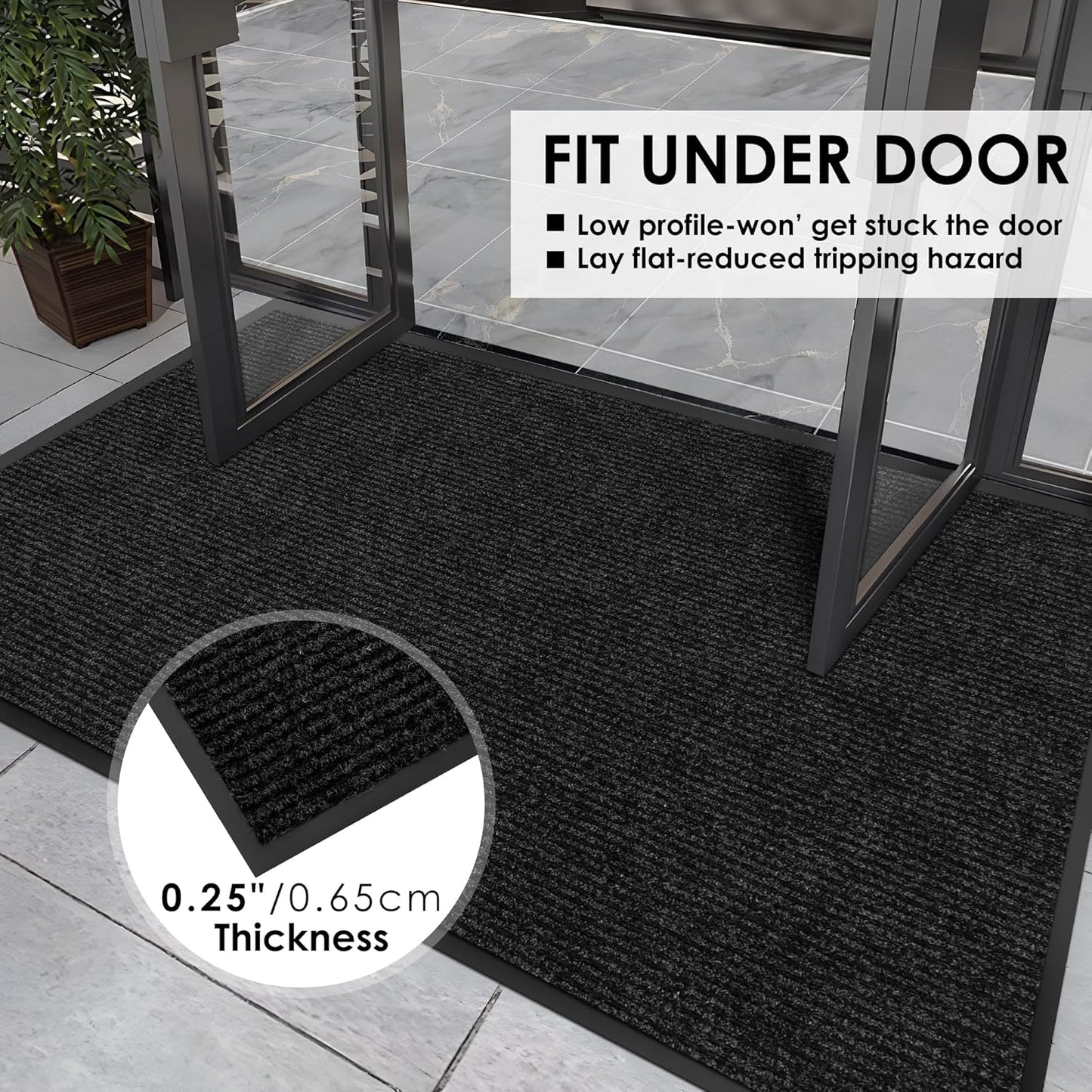 4′ x 9′ Front Door Mat Indoor Outdoor Entrance, Commercial Floor Mat Heavy Duty Dirt Trapper Entryway Doormat, Custom Size Non Slip Rubber Backing Welcome mat, Door Mat for High Traffic Area