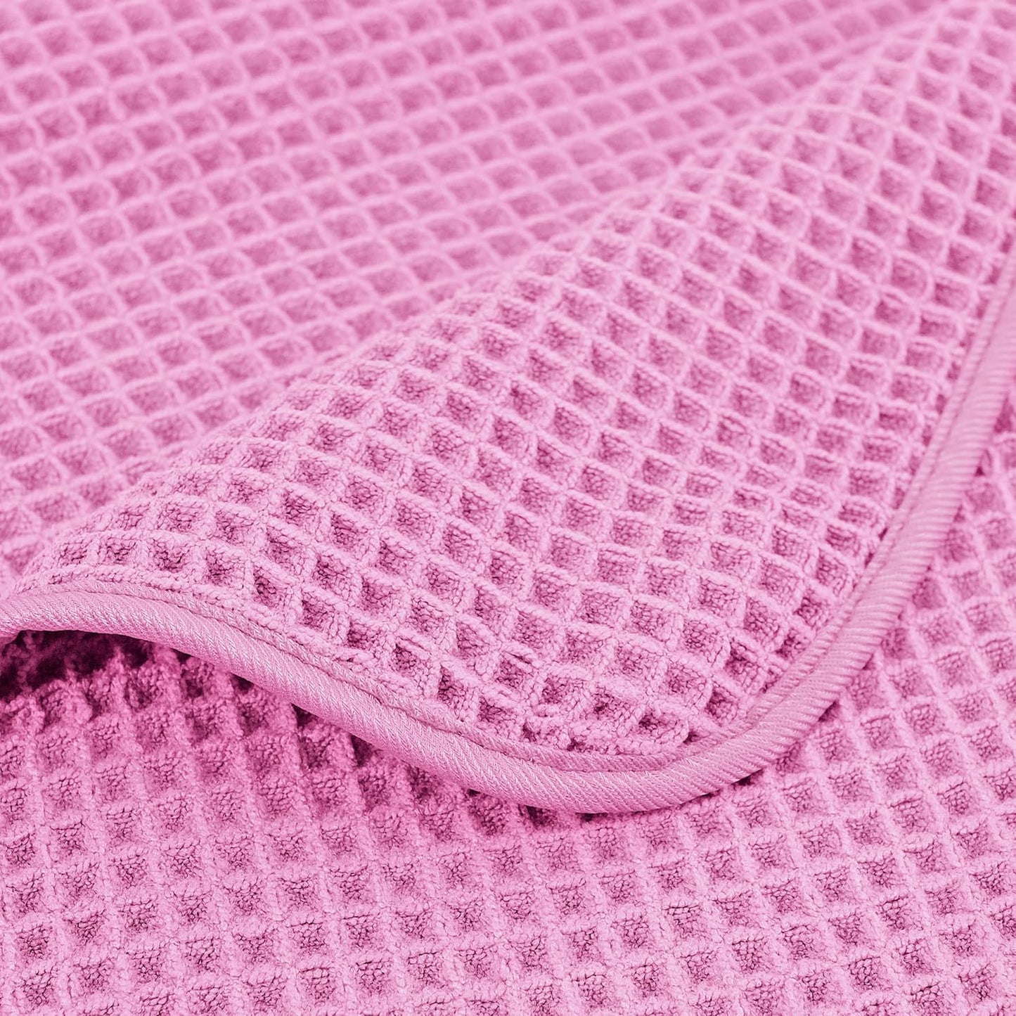 POLYTE Microfiber Oversize Quick Dry Lint Free Bath Towel, 60 x 30 in, 4 Pack (Waffle Weave)