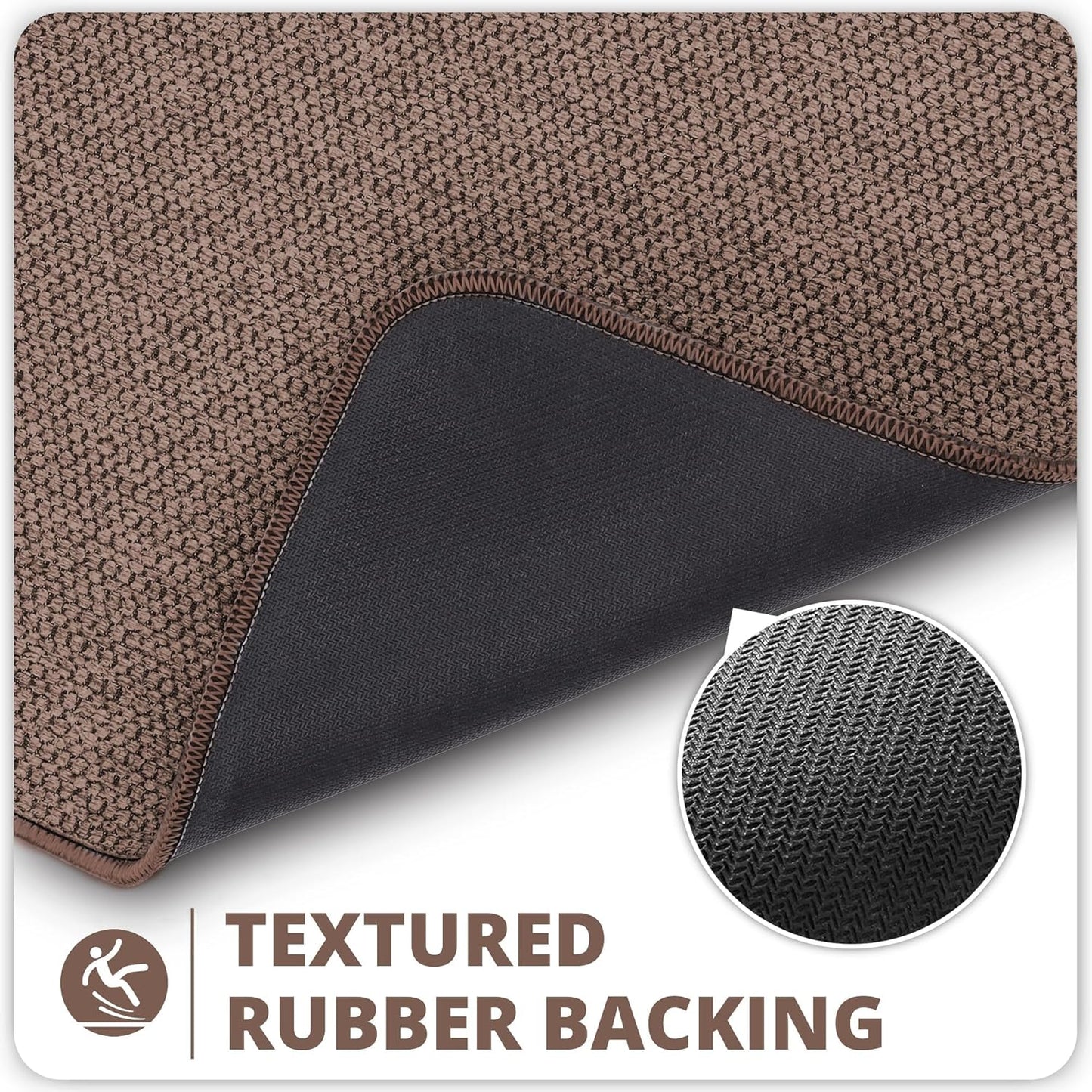 Bath Mat,Ultra Thin Bathroom Runner Rugs,Large Bath Mats for Bathroom,Quick Dry,Non-Slip,Machine Washable,Low Pile,Bath Rug,Shower Outside,Sink,Home Decor Accessories.Brown,1'5"x4'11"（17x59inch）