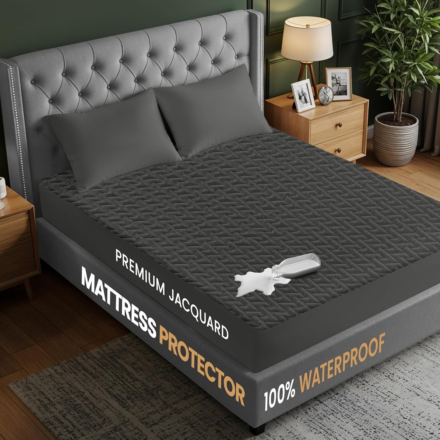 Utopia Bedding Waterproof Mattress Protector Twin XL (Gray) Size, Premium 3D Air Soft Fabric Mattress Cover, Fits 15 Inches Deep, Breathable, Fitted Style with Stretchable Pockets