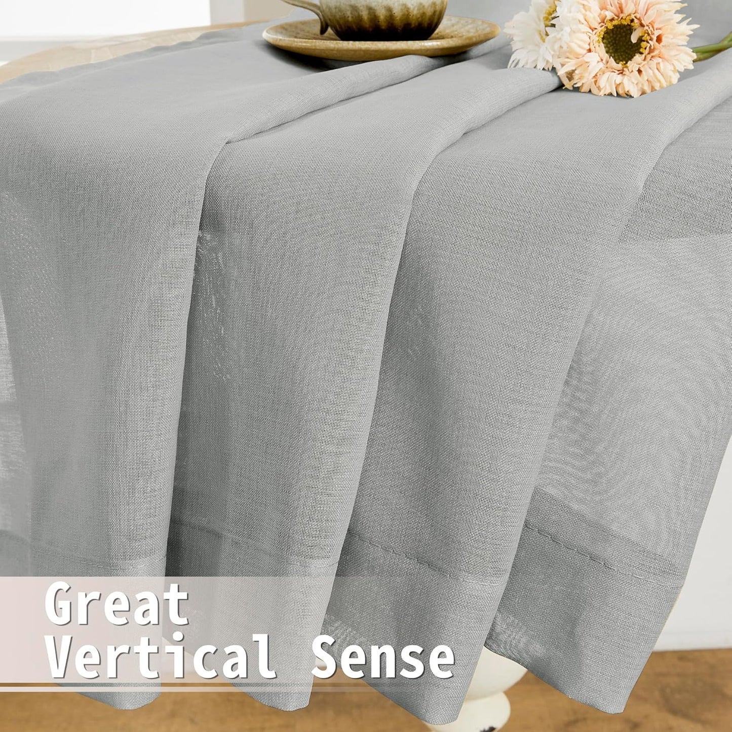 Tollpiz Small Sheer Door Curtain Closet Linen Textured Curtain Sheers Doorway Light Filtering Voile French Door Rod Pocket Curtains Patio Glass Door, 25 x 40 inches Long, Silver Grey, Set of 1 Panel