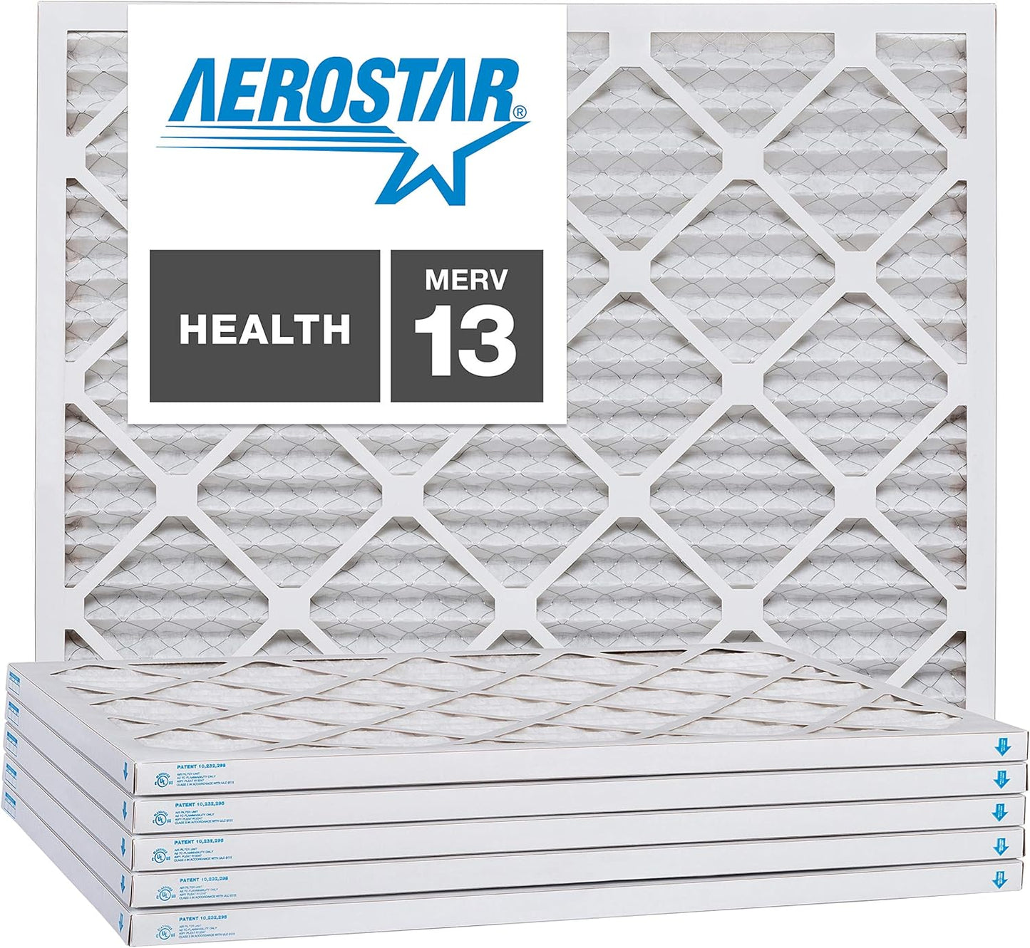 Aerostar 22x26x1 MERV 13, Pleated Air Filter, 22x26x1, Box of 6, Made in the USA