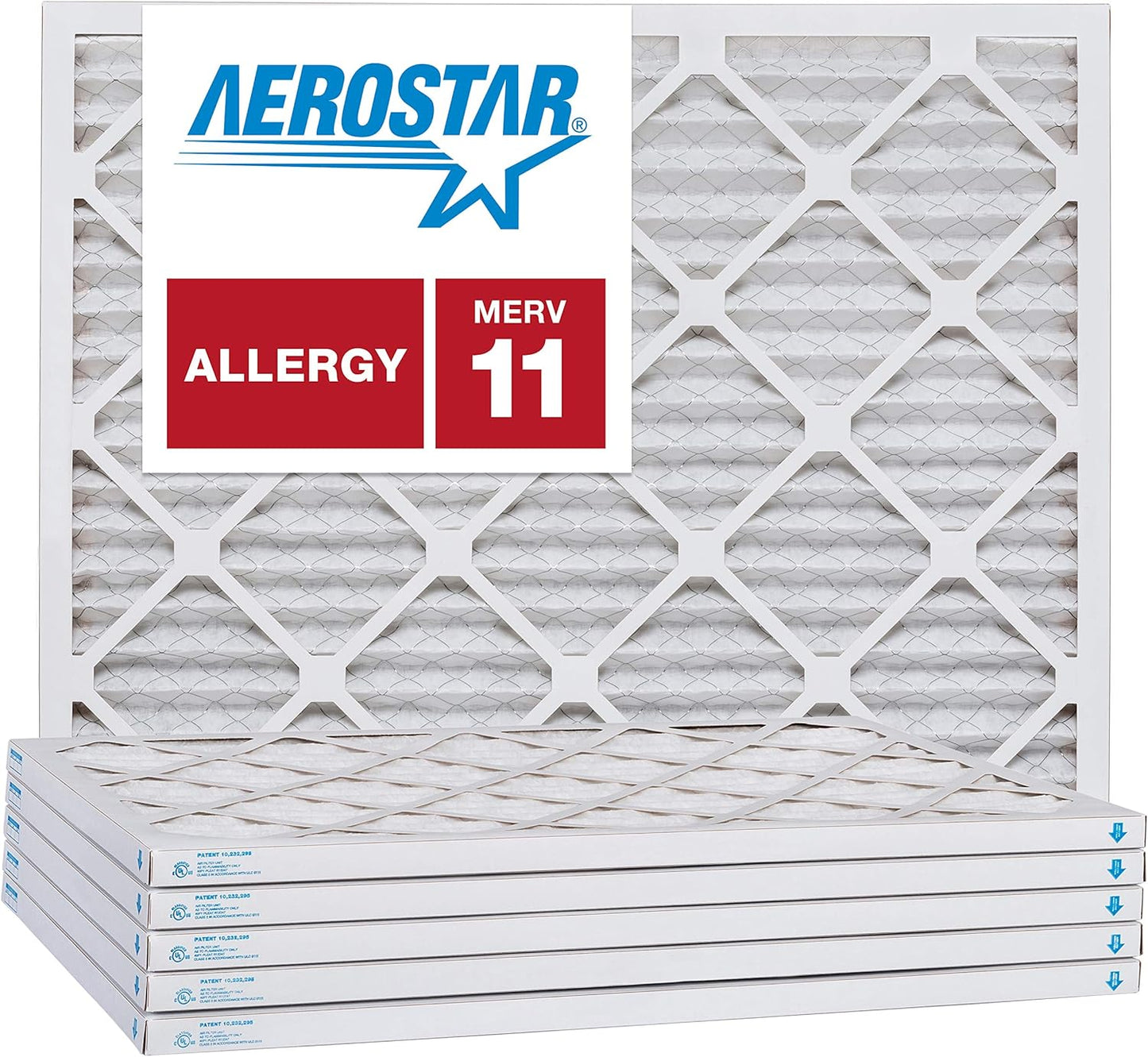 Aerostar 15x25x1 MERV 11 Pleated Air Filter, AC Furnace Air Filter, 6 Pack (Actual Size: 14 1/2" x 24 1/2" x 3/4")