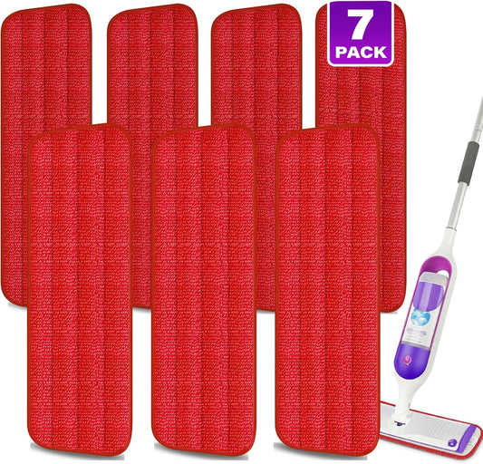 7 Count Reusable Mop Pads for Swiffer PowerMop - MEXERRIS Microfiber Wet PowerMop Pads Refills Machine Washable Hard Wood Floor Mop Pads Replacement for 13''-15'' Spray Floor Mops