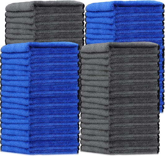 Tallew 50 Pcs Microfiber Towels 16 Inch x 16 Inch Microfiber Cloth Car Drying Towels for Cars Washing Polishing Office Windows Cleaning Household Supplies (Blue,Gray)