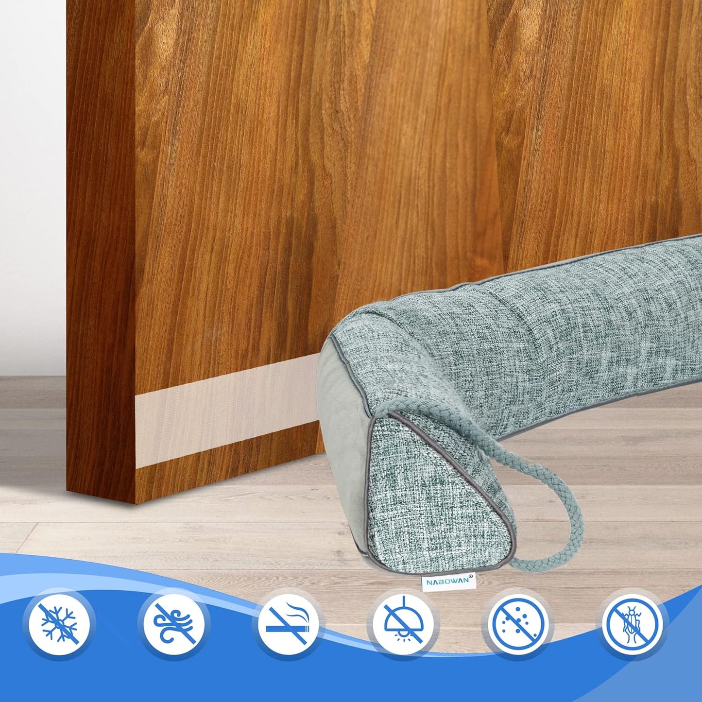 NABOWAN 38" Weighted Under Door Draft Stopper -Triangular Door Draft Blocker with Hook Loops for Easy Install, Save Energy, Home Room Essentials
