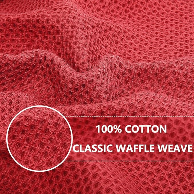 Homaxy 100% Cotton Waffle Weave Kitchen Dish Cloths, 7-Pack Ultra Soft Absorbent Dish Towels, Quick Drying Dish Rags, 12 x 12 Inches, Brick Red
