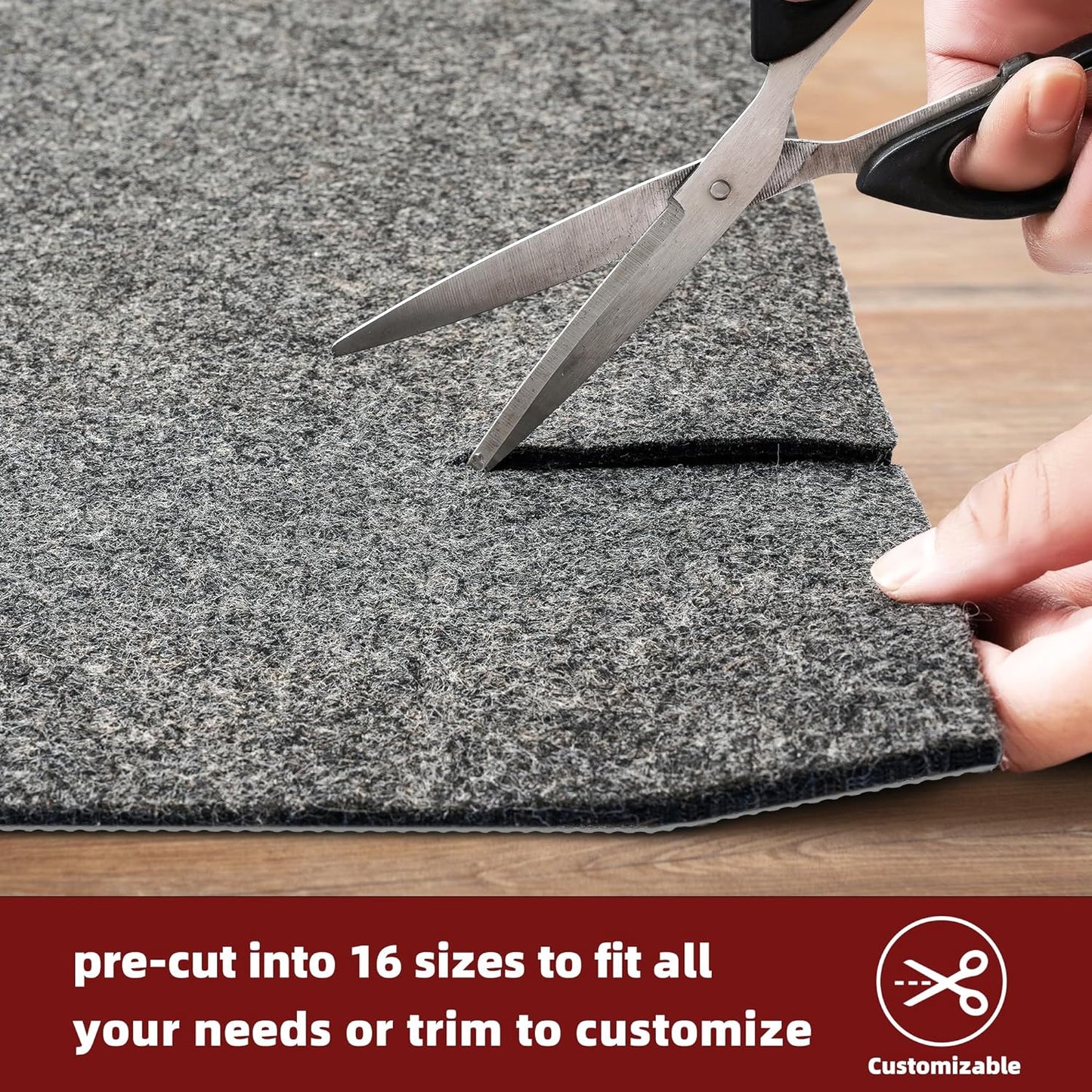 BAGAIL Felt and Natural Rubber Backing Rug Pads 1/4” Thick, 5 x 8 Ft Non Slip Carpet Gripper Keep Rugs in Place, Under Area Rug Protective Cushioned Pads, Carpet Runners, Hardwood Floors Protection