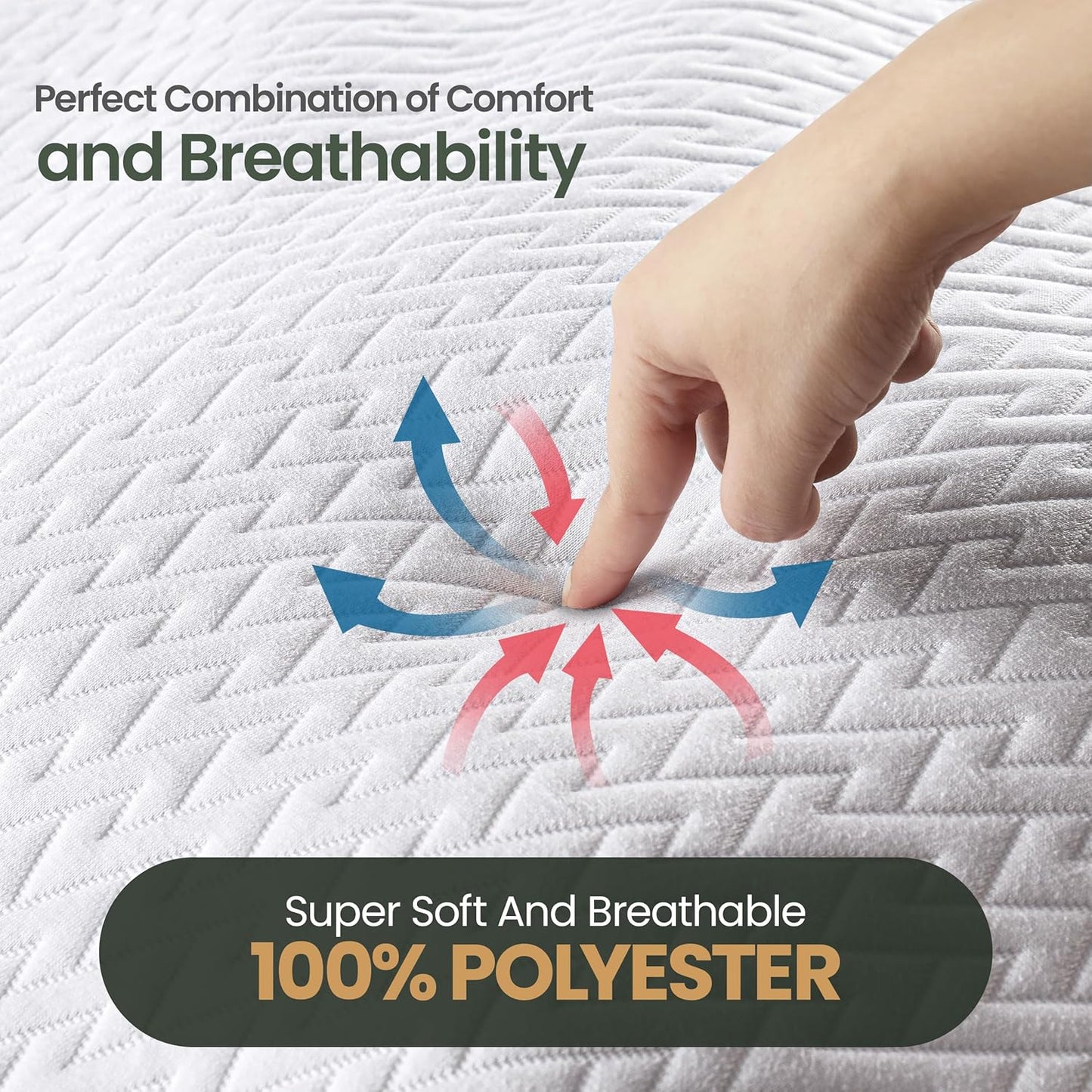 Utopia Bedding Waterproof Mattress Protector Full Size, Premium 3D Air Soft Fabric Mattress Cover, Fits 15 Inches Deep, Breathable, Fitted Style with Stretchable Pockets