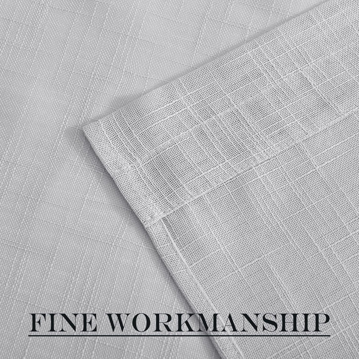 NICETOWN Door Curtain 40 inches Long - Linen Textured French Door Curtain, Semitransparent Sheer Panel 40 inches Length (1 Panel, Light Grey, with Single Tieback)