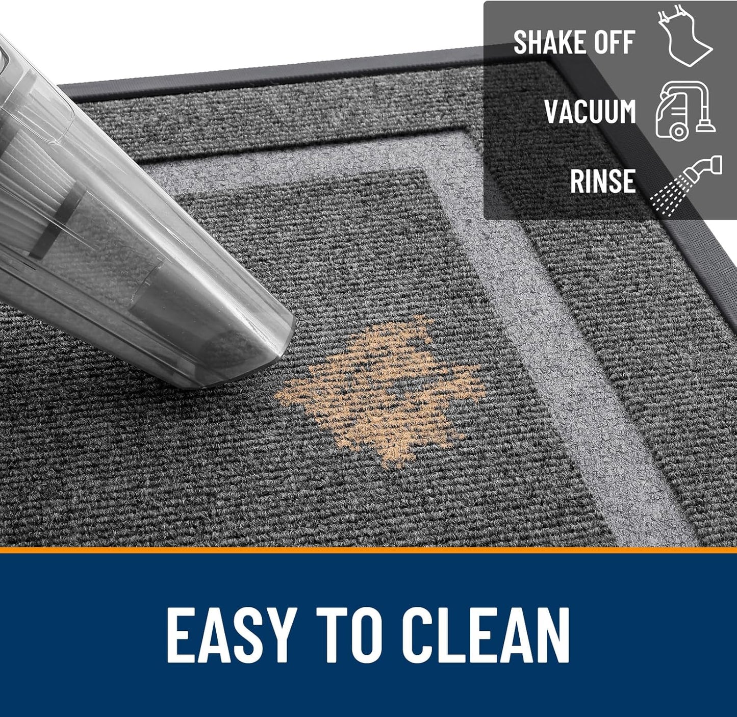 OLANLY Front Door Mat Indoor Outdoor Entrance, Waterproof All-Season, All-Weather Doormat, Sturdy Natural Rubber, Fade Resistant, Low Profile, Easy Clean Patio Porch Entryway Mat, 47x32, Dark Grey