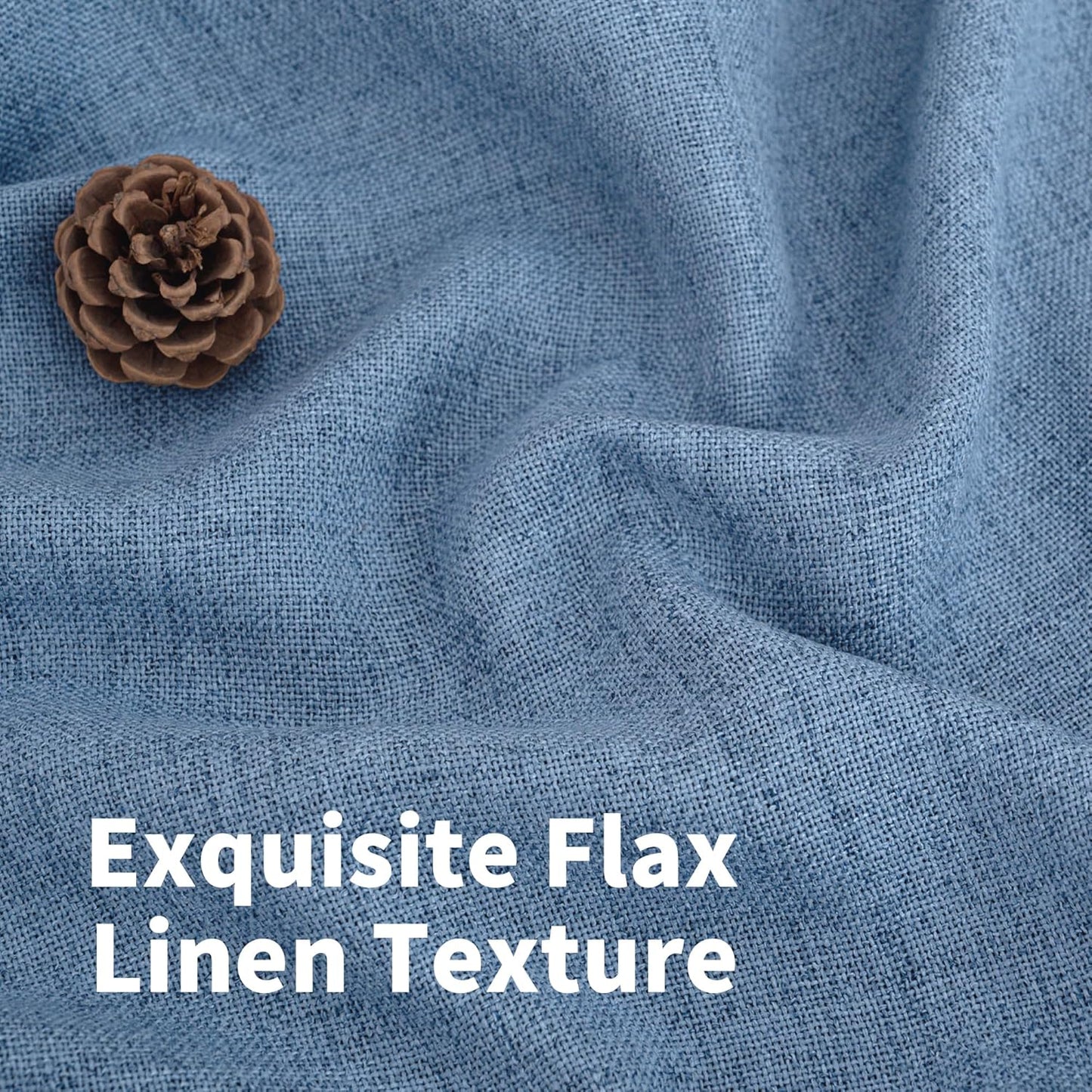 YoungsTex Denim Blue Linen Curtains 36 Inch Length for Kitchen Cafe Window, Small Half Window Drapes with Rod Pocket Back Tab Light Filtering for Bathroom, 2 Panels, 30 X 36 Inch