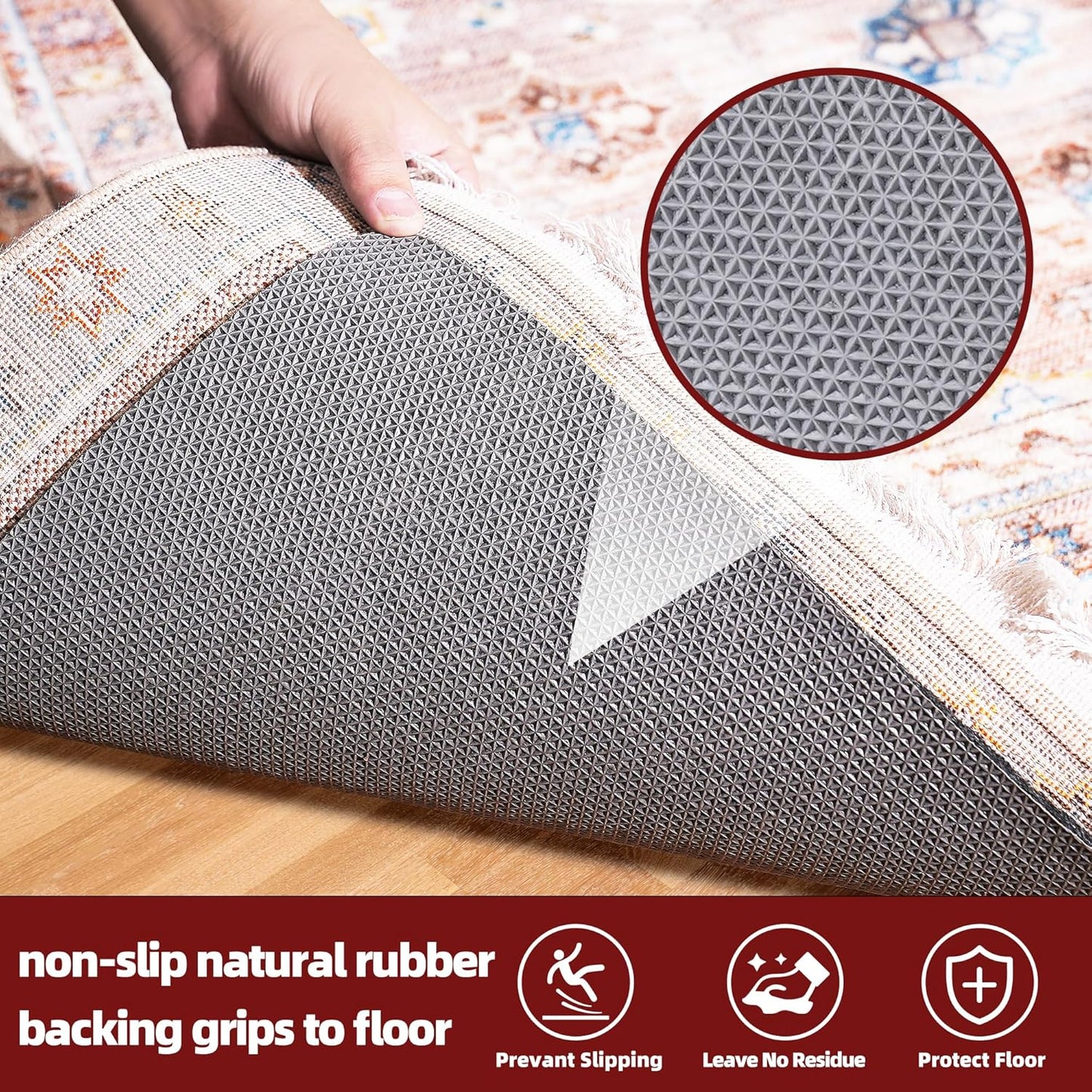BAGAIL Felt and Natural Rubber Backing Rug Pads 1/4” Thick, 8 x 11 Ft Non Slip Rug Gripper Keep Rugs in Place, Under Area Rug Protective Cushioned Pads, Carpet Runners, Hardwood Floors Protection