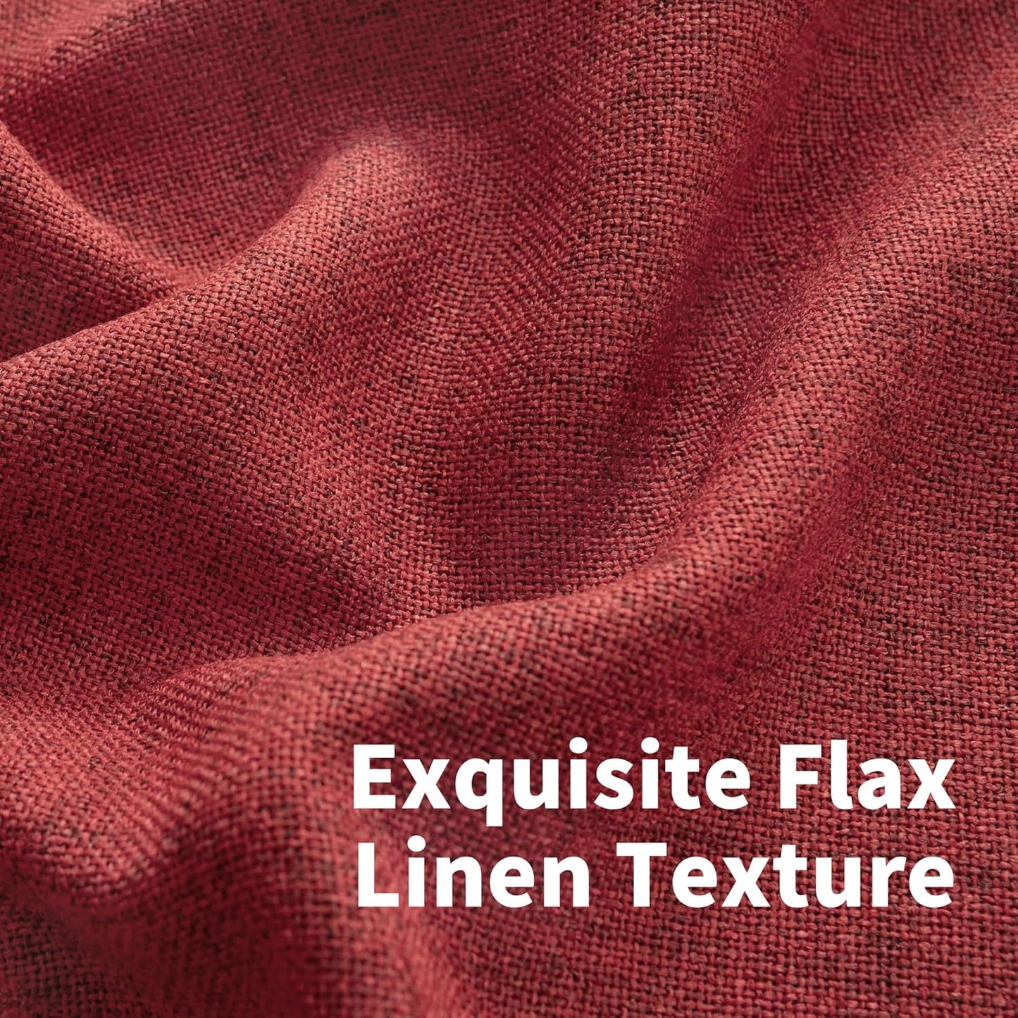 YoungsTex Red Linen Curtains 63 Inch Length 2 Panels for Living Room - Christmas Semi Sheer Window Drapes with Back Tab Rod Pocket Light Filtering for Bedroom, 52 X 63 Inch