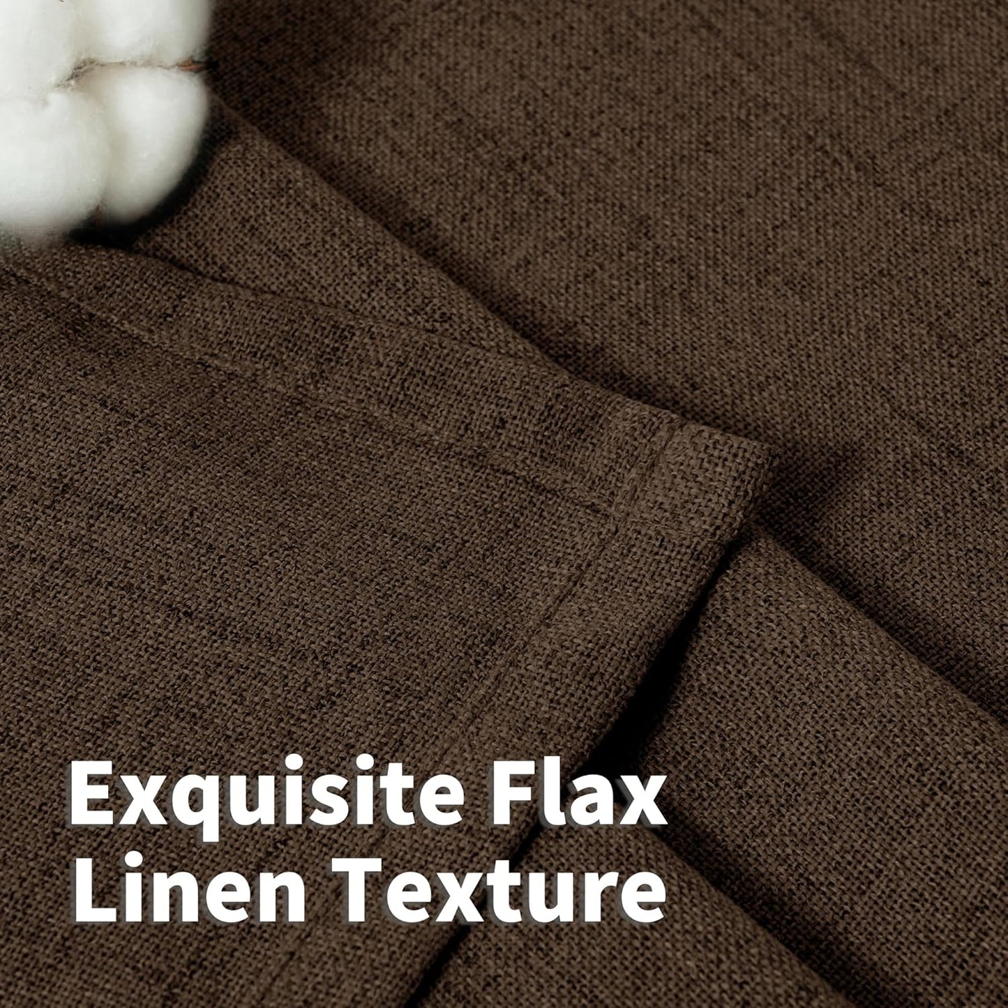 YoungsTex Brown Linen Curtains 48 Inches Long for Short Window, Light Filtering Drapes Privacy with Rod Pocket Back Tab for Bathroom Kitchen Window, 2 Panels, 42 X 48 Inch