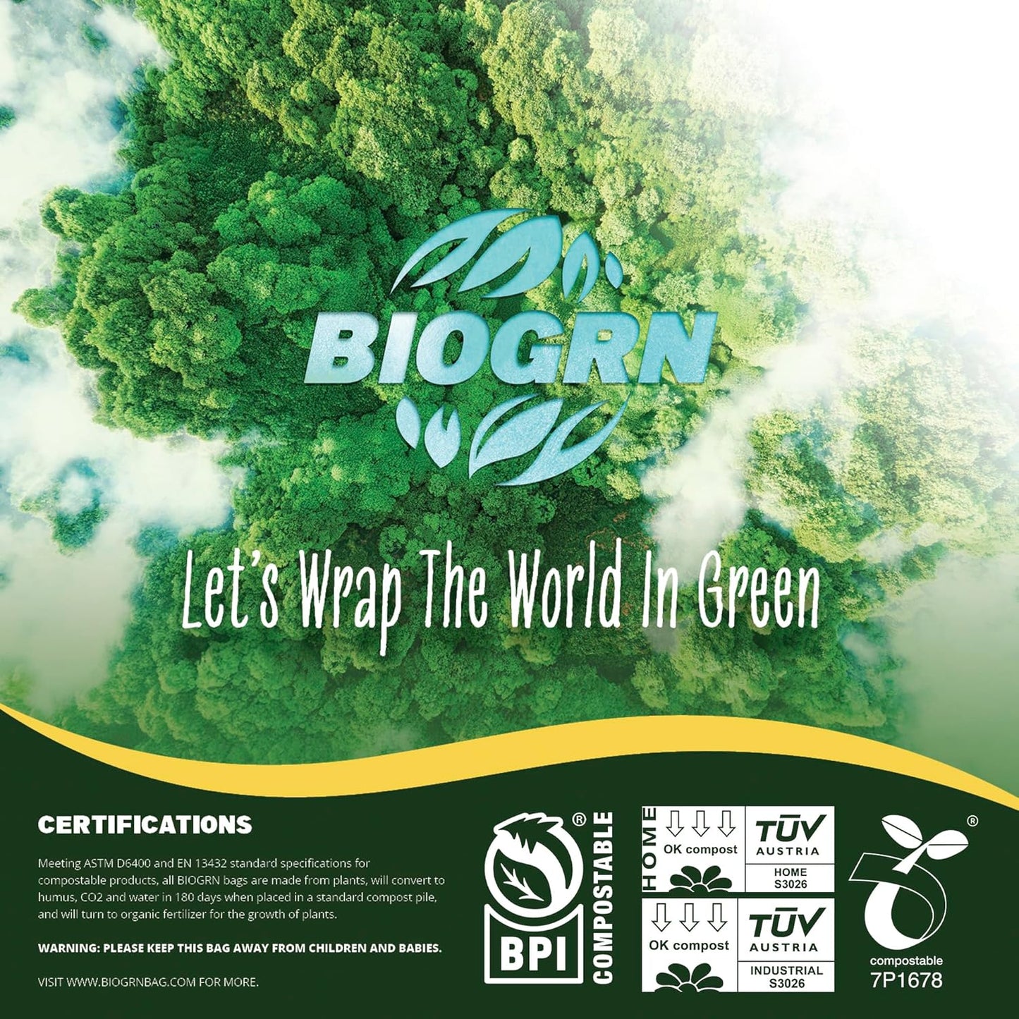 10-13 Gallon Compostable Trash Bags Drawstring 30 Bags Heavy Duty Extra Thick 1 Mil 49.21 Liter Biodegradable Trash Bags Compost Bags Green for Kitchen ASTM D6400 US BPI and OK Compost Home Certified