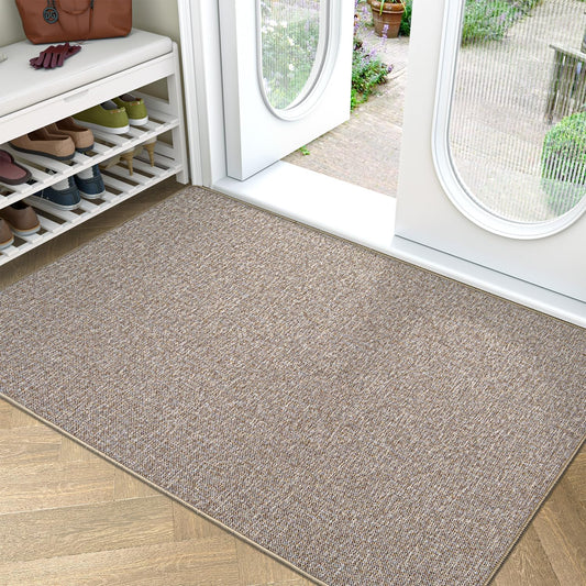 LUMI Ultra Thin Door Mat for Entryway,48"x72" Low Profile Non Slip Rubber Backing Indoor Doormat, Easy Clean Welcome Entrance Mat for Inside House, Patio, Beige