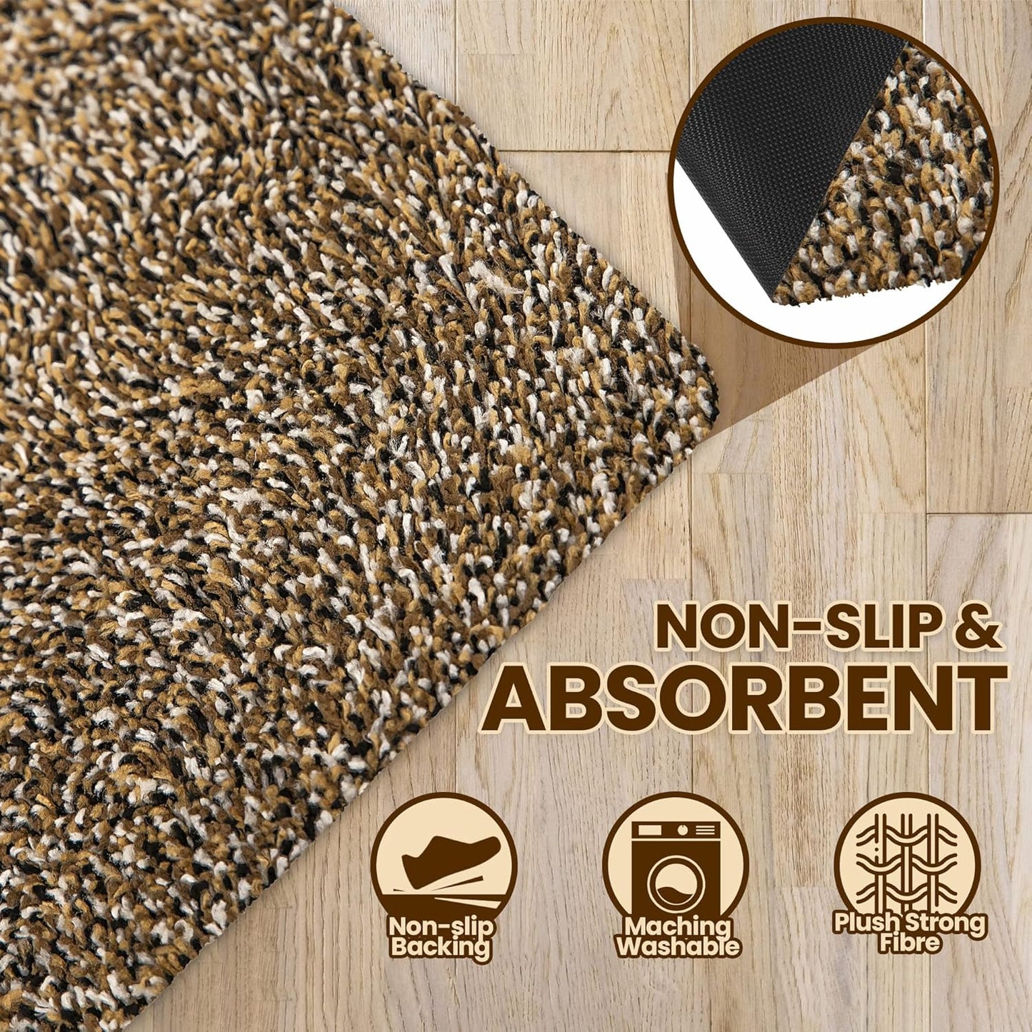Premium Microfiber Indoor Door Mat – 36"x60" Washable Entry Mat, Non-Slip, Waterproof Backing, Super Absorbent, Low Profile Entryway Doormat for Indoor Entrance