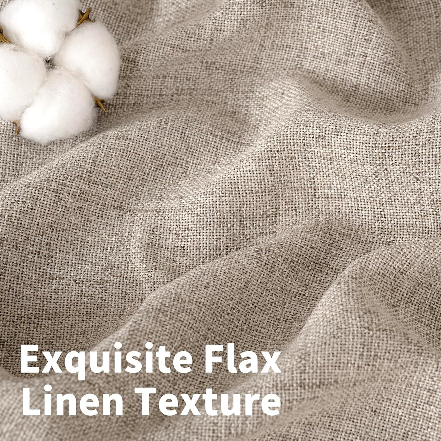 YoungsTex Linen Curtains 84 Inches Long for Living Room Farmhouse, Oatmeal Semi Sheer Drapes Light Filtering Textured Window Treatments with Back Tab Rod Pocket for Bedroom, 2 Panels,52 X 84 Inch