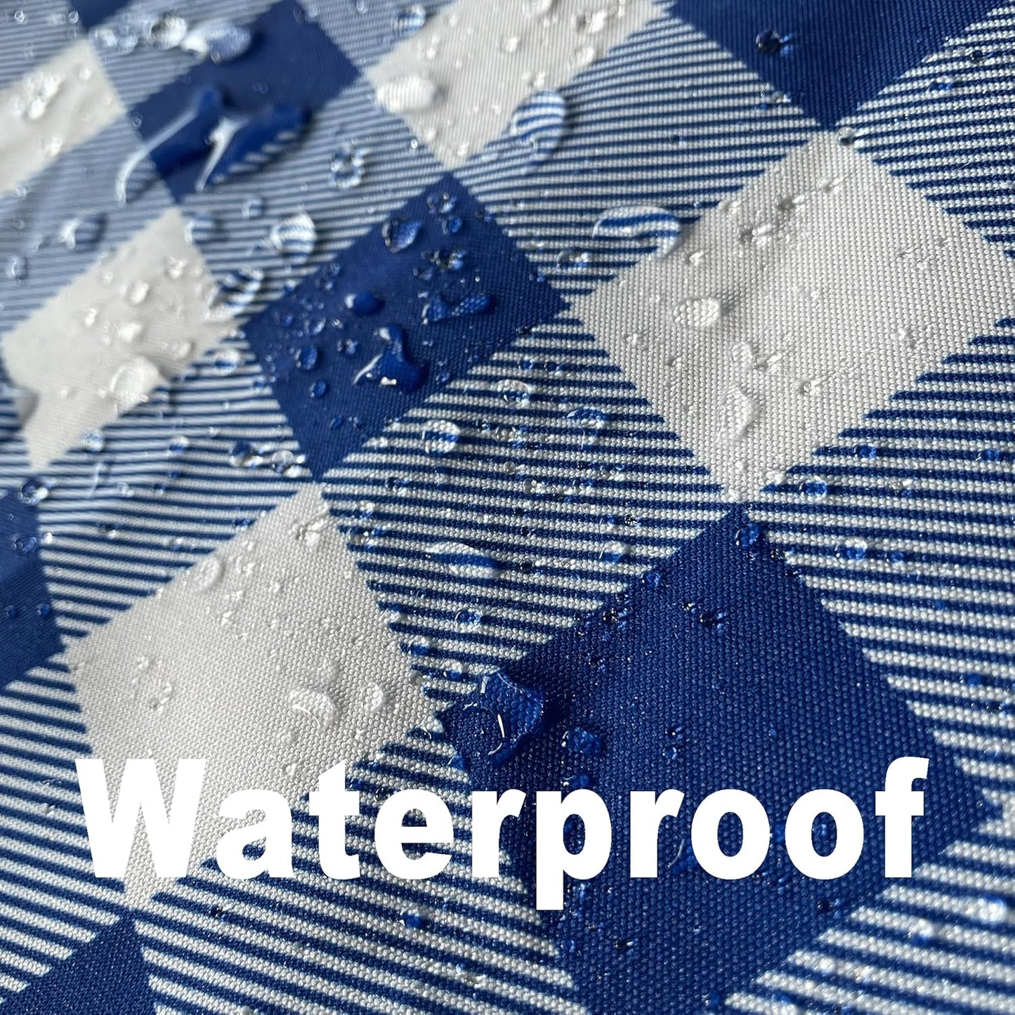 Waterproof Plaid Tablecloth Fabric - Round 50 Inch Classic Gingham Checker Table Cloth for Indoor/Outdoor Use - Buffalo Table Cover for Picnics, BBQs, and Parties