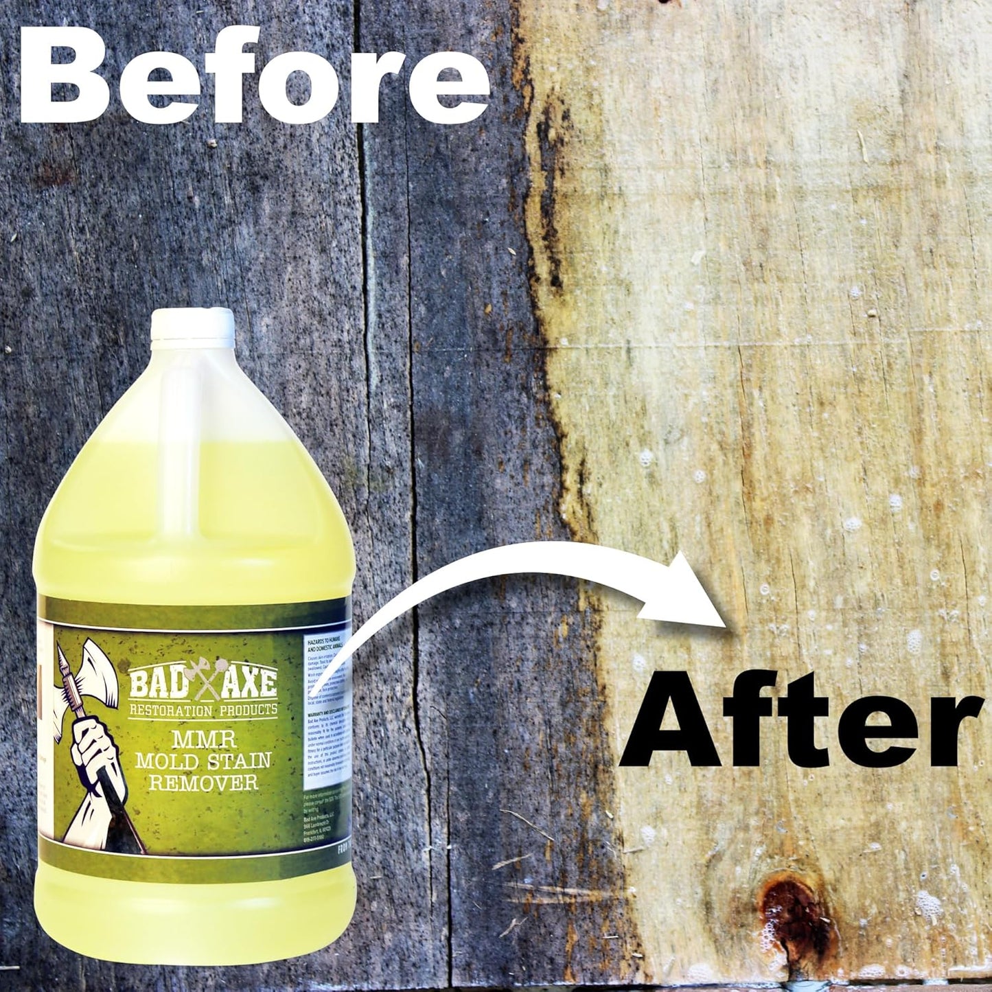 Bad Axe MMR Instant Mold Stain and Mildew Stain Remover - Professional Strength, Contractor Grade Cleaning Solution, Professional Quality Formula, Odor Removal, 1 Gallon (2)