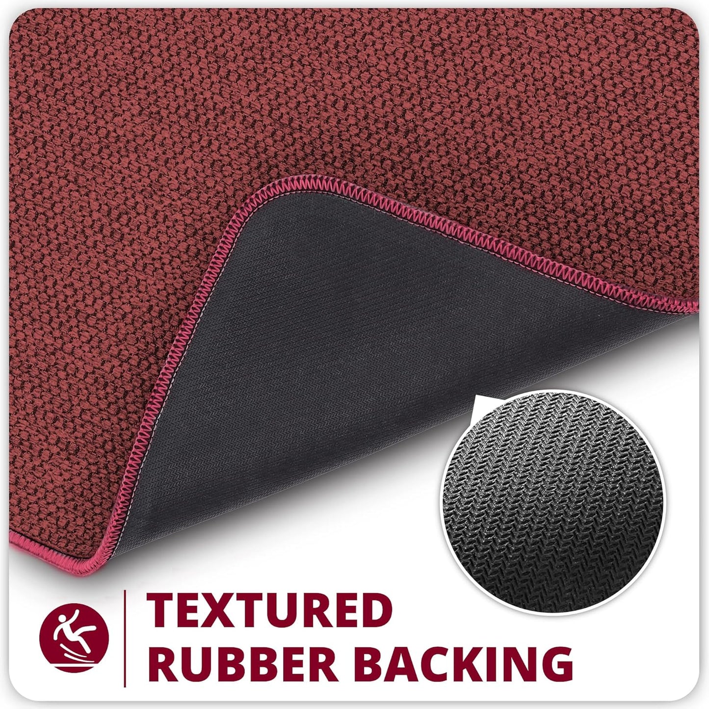 Bath Mat,Ultra Thin Bathroom Rugs,Rubber Bath Mats for Bathroom,No Slip Bath Rugs,Quick Dry,Machine Washable,Low Pile,Absorbent,Shower Outside,Sink,Home Decor Accessories.Red,2'x3'(24x36inch)