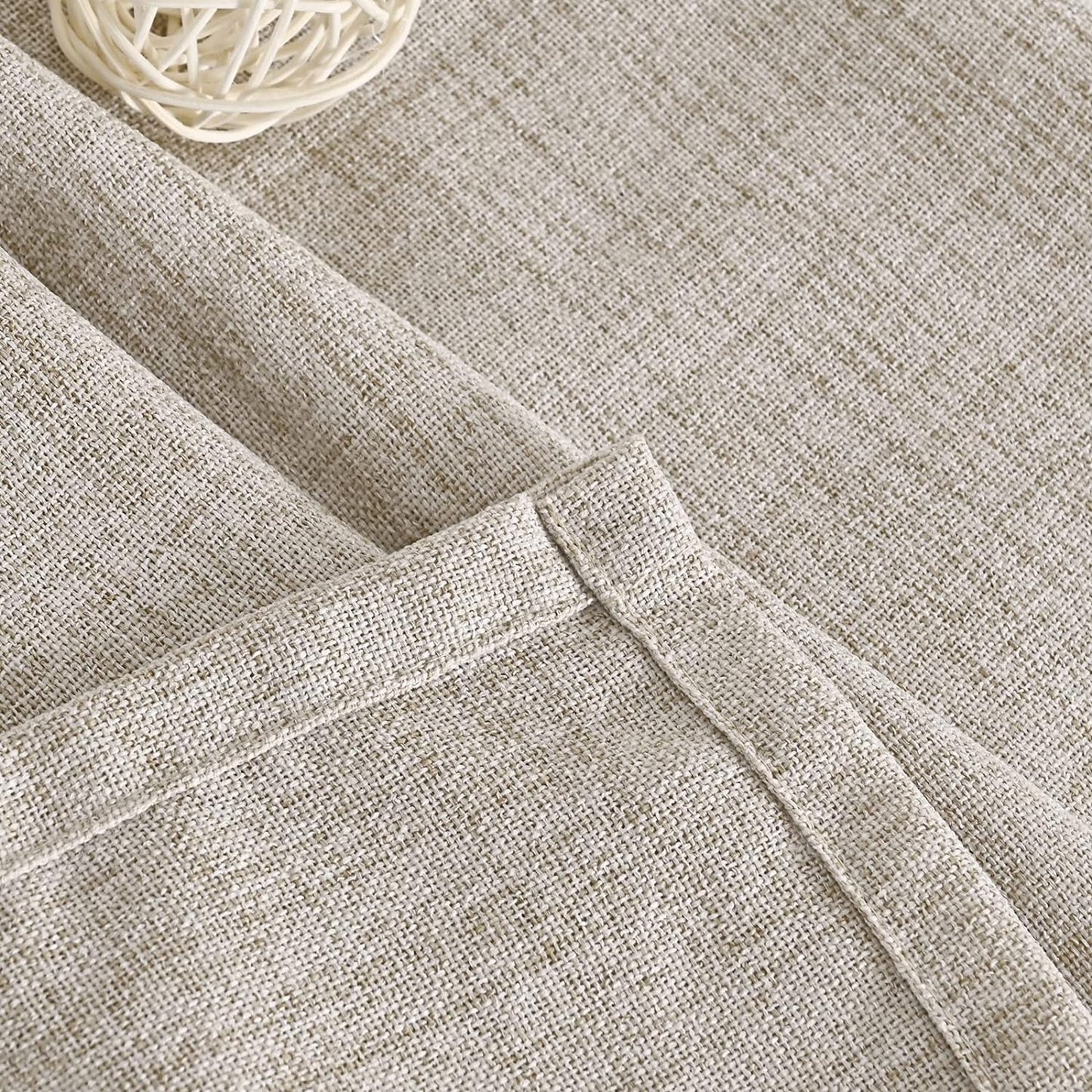 YoungsTex Natural Linen Curtains 60 Inch Wide Back Tab Textured Window Drapes 63 Inch Window Length for Living Room Light Filtering, 2 Panels