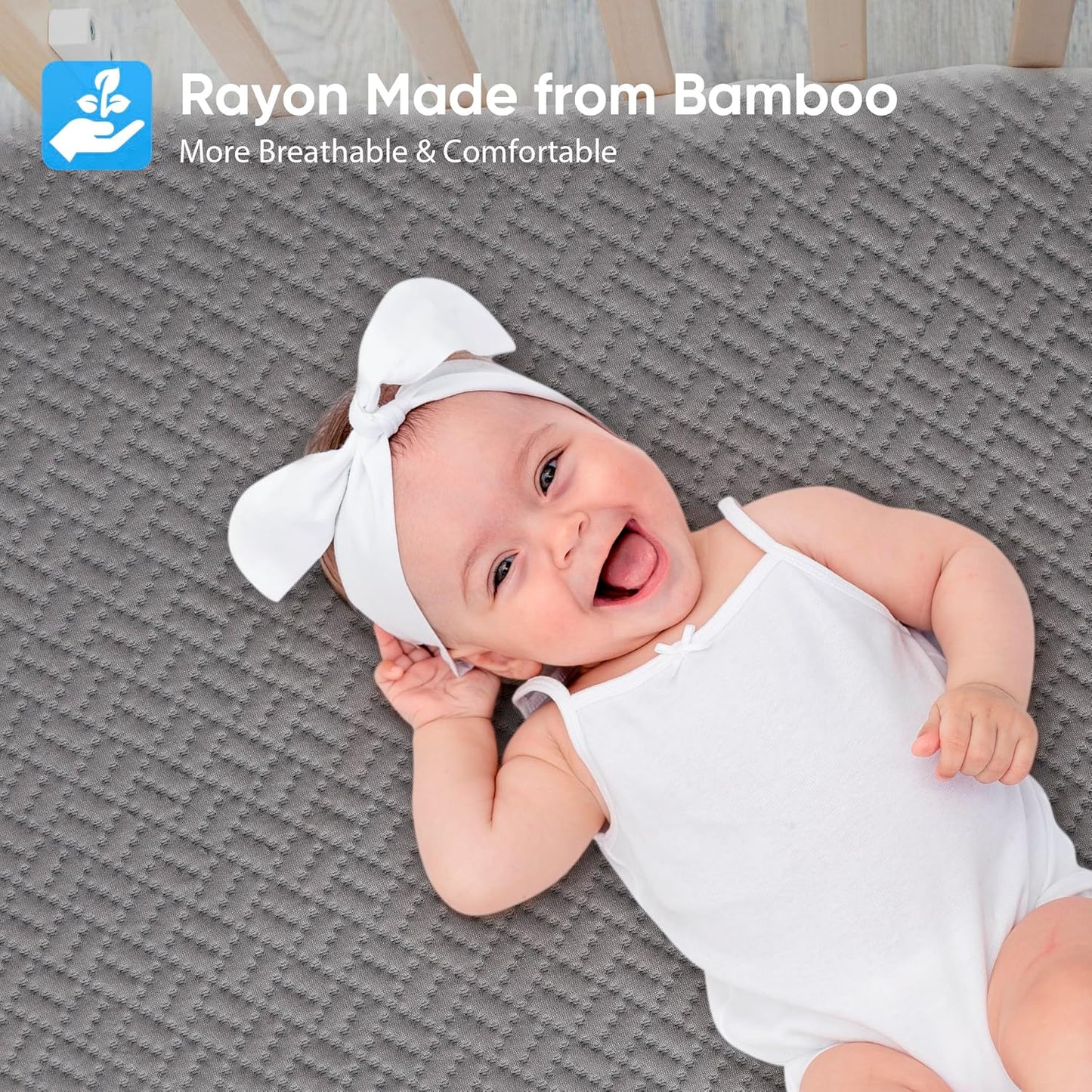 Hanherry 100% Waterproof Full Size Mattress Protector, Grey, Rayon Made from Bamboo, 3D Air Fabric, Cooling, 16 inch Deep Pocket, Noiseless