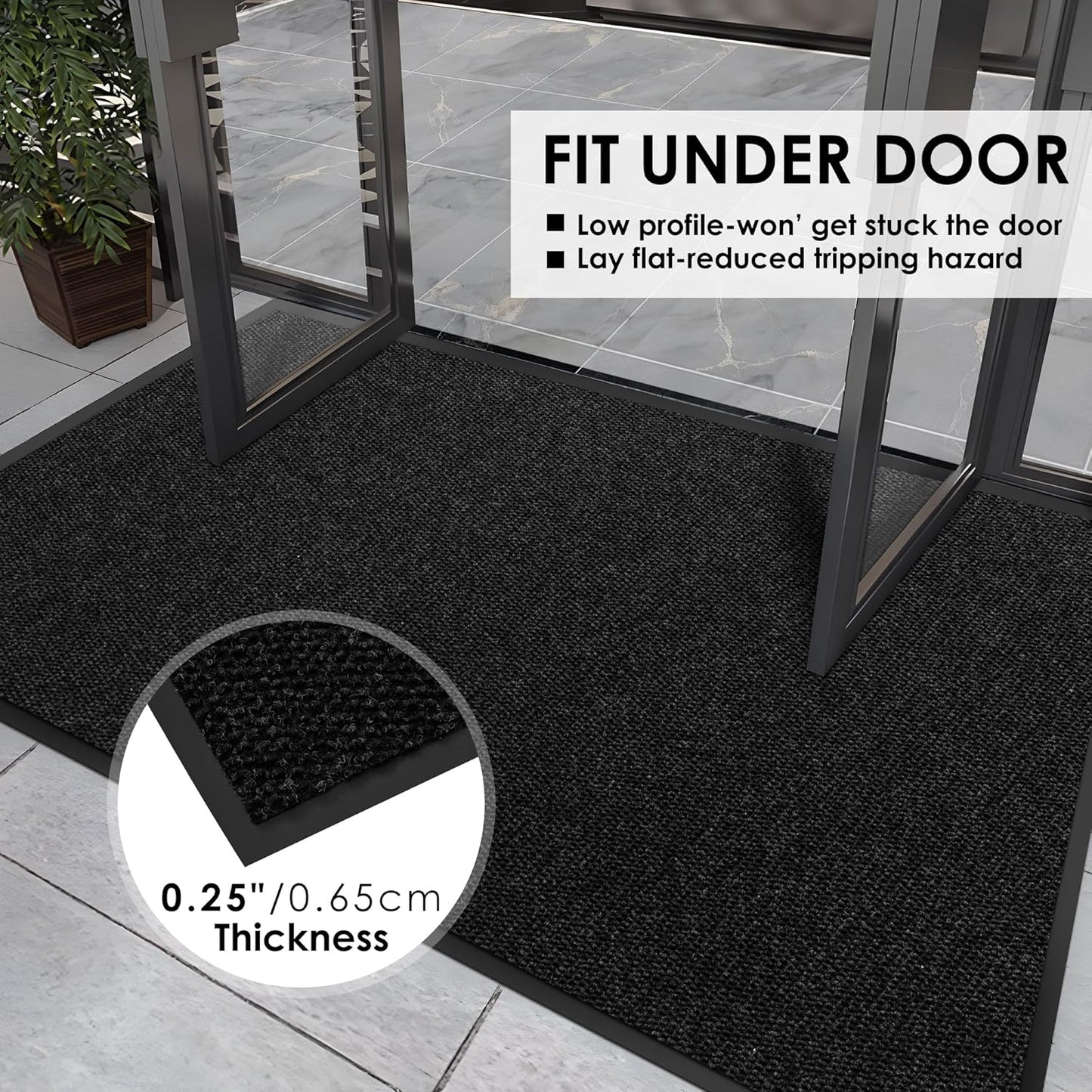 4′ x 7′ Front Door Mat Indoor Outdoor Entrance, Commercial Floor Mat Heavy Duty Dirt Trapper Entryway Doormat, Custom Size Non Slip Rubber Backing Welcome mat, Door Mat for High Traffic Area