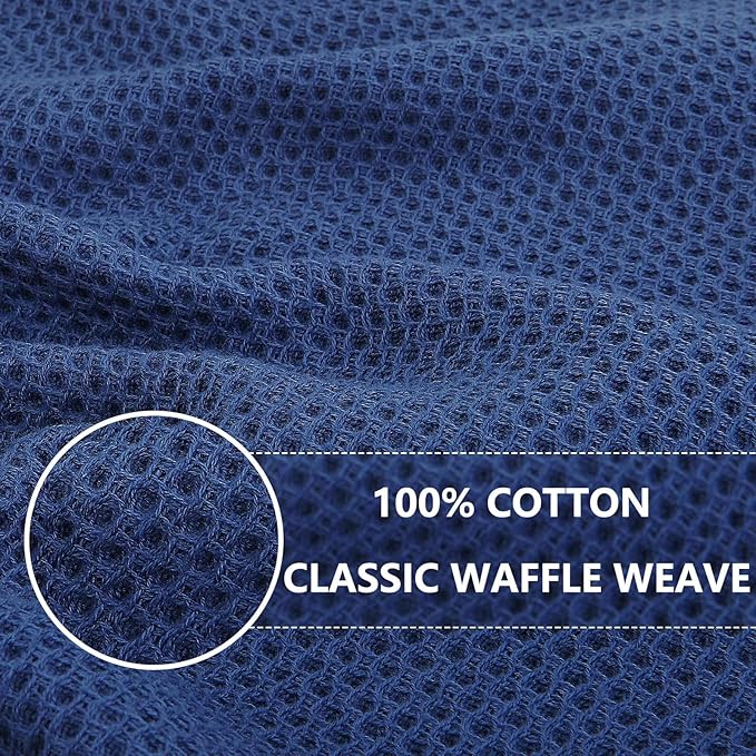 Homaxy 100% Cotton Waffle Weave Kitchen Dish Cloths, 7-Pack Ultra Soft Absorbent Dish Towels, Quick Drying Dish Rags, 12 x 12 Inches, Navy Blue