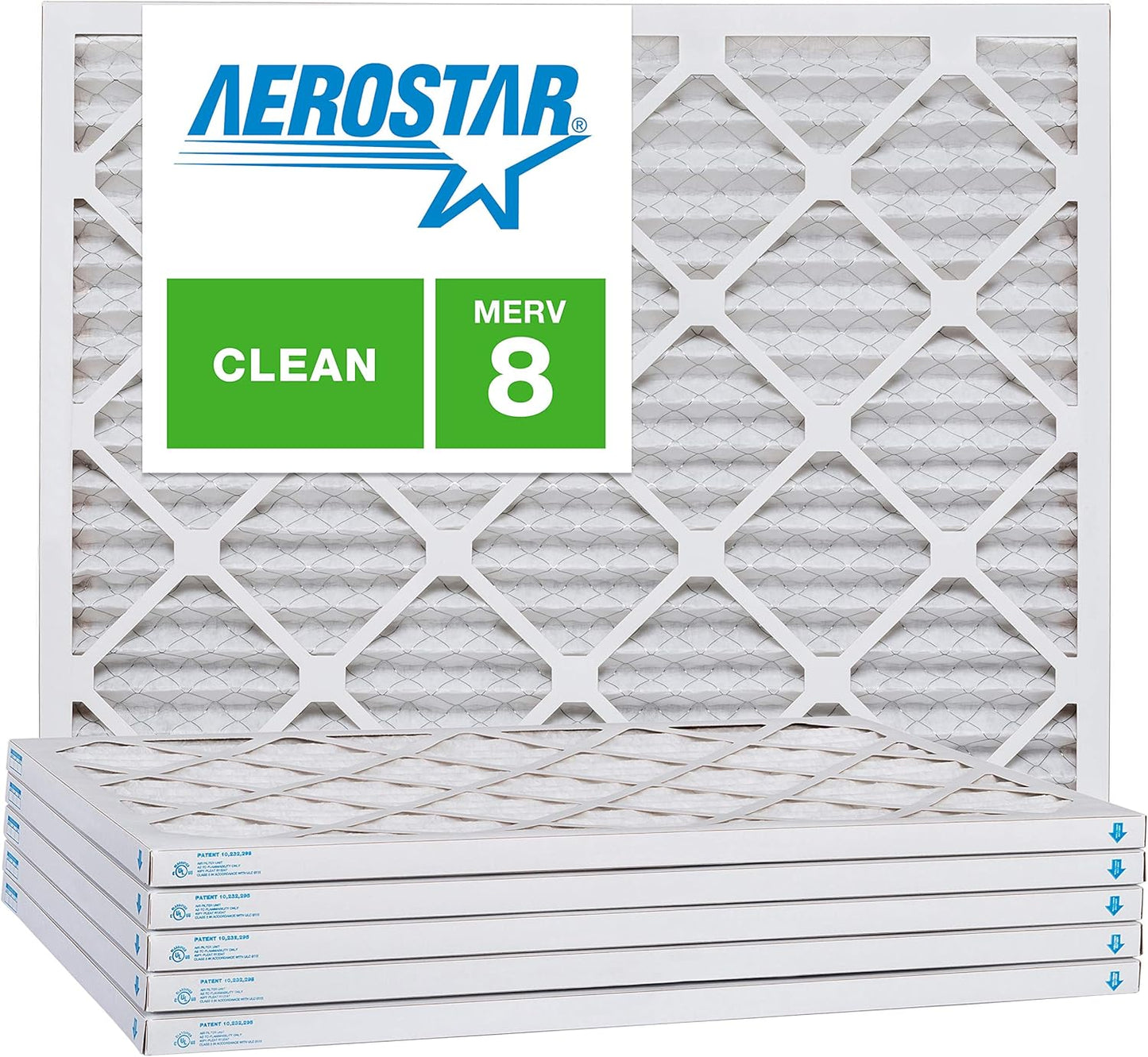 Aerostar 8x18x1 MERV 8, Pleated Air Filter, 8x18x1, Box of 6, Made in the USA