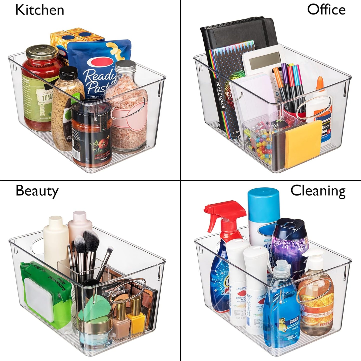 ClearSpace Plastic Storage Bins With lids, 4 Pack – Perfect Pantry Organization and Storage – Fridge Organizer, Pantry Storage Containers and Storage Bins, Cabinet Organizers