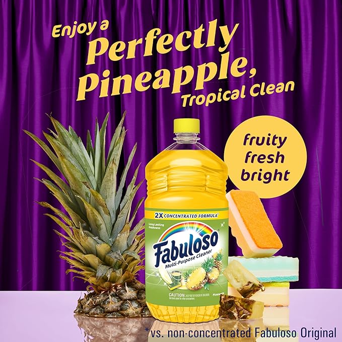 Fabuloso Multi-Purpose Cleaner, 2X Concentrated Formula, Floor Cleaner, Pineapple Scent, 56 fl oz