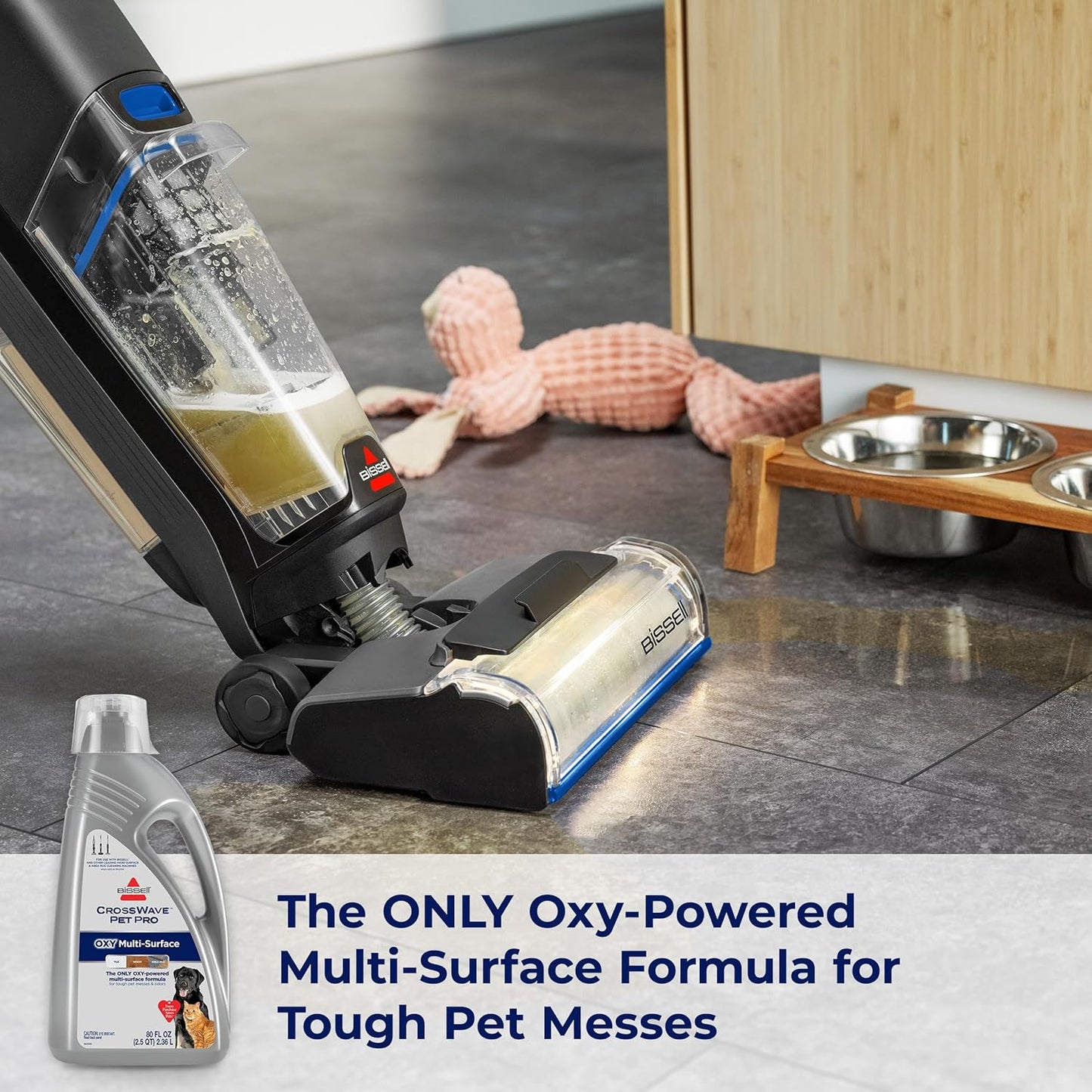 Bissell CrossWave PET PRO OXY Multi-Surface Formula, 4019G, 80 oz, Removes Stuck-On Stains like Dirt, Grease, and Grime from Sealed Hard Floors and Grout, Patented Odor Elimation Technology