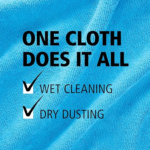 Rubbermaid Commercial Products HYGEN r-40 Recycled Microfiber Cloths, 12"" X 12"" Blue, 24-Pack, Durable, Lint-Free, Wet-Dry Cleaning for Home, Applianes, Cars, Custodial Spaces, Housekeeping, Glass