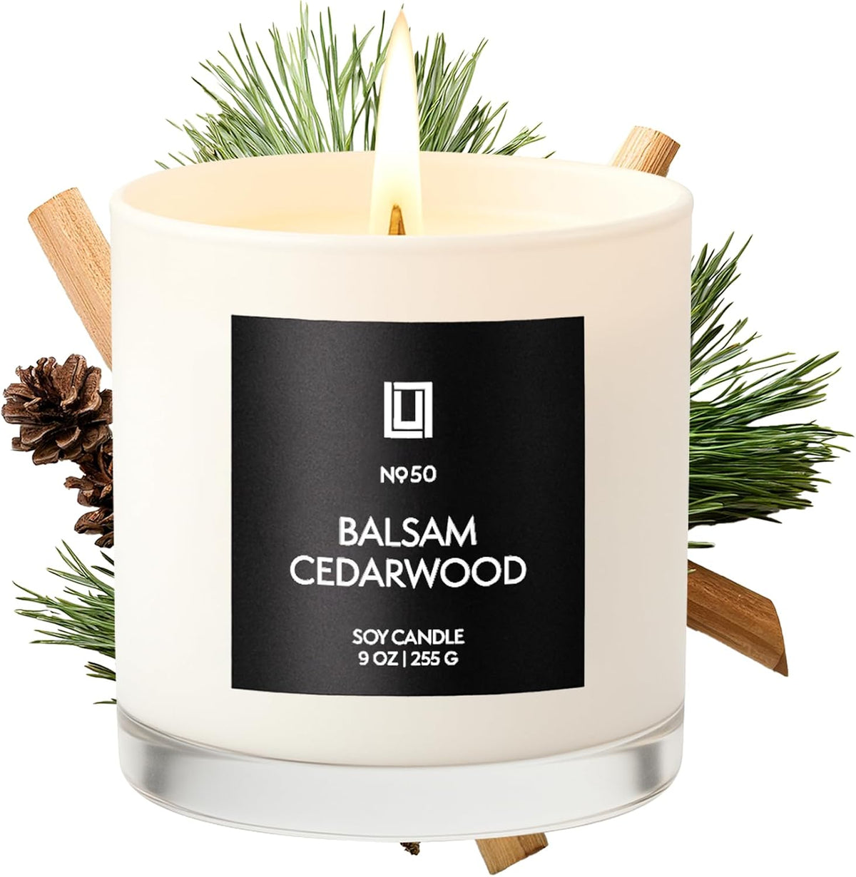 Lulu Candles | Balsam & Cedarwood | Smells Like Fresh Fir | Luxury Scented Soy Jar Candle | Hand Poured in The USA | Highly Scented Long Lasting (9 Oz.)